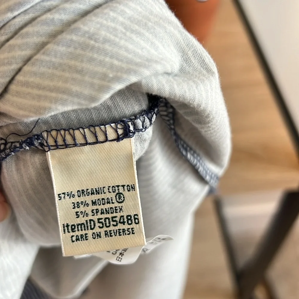 L.L. Bean Stretch Organic Cotton Jersey Long Sleeve Striped Dress w/Pockets, XS - Picture 6 of 7